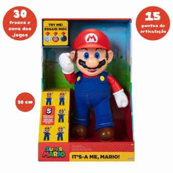 Boneco Articulado - Super Mario - It’s-A Me, Mario - 30 Frases e Sons - Candide