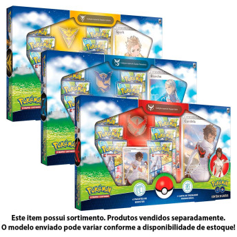 Box de Cartas - Pokémon GO - Equipe Sortida - Broche - 38 Cartas - Copag