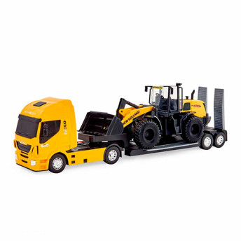 Caminhão - Iveco Hi-Way Plataforma - Carregadeira New Holland W170B - Amarelo - Usual Brinquedos