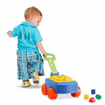 Carrinho com Peças de Encaixe - Baby Land - Mipuxa - Azul - Cardoso Toys