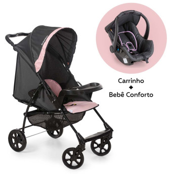 Carrinho de Bebê - Conforto - Romano Travel Coccon Slim - Preto e Rosa - Galzerano