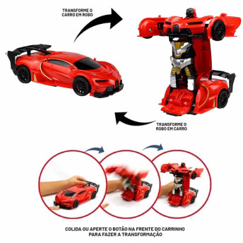 Carrinho de Controle Remoto - Changebot - Carro Robô - Vermelho - Polibrinq