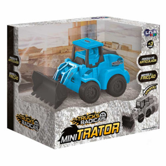 Carrinho de Fricção - Mini Trator - Pá Articulada - Azul - Unik Toys