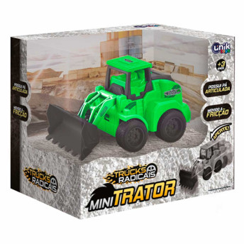 Carrinho de Fricção - Mini Trator - Pá Articulada - Verde - Unik Toys