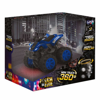 Carrinho de Fricção - Mini Truck 360 - Polícia - Azul - Unik Toys