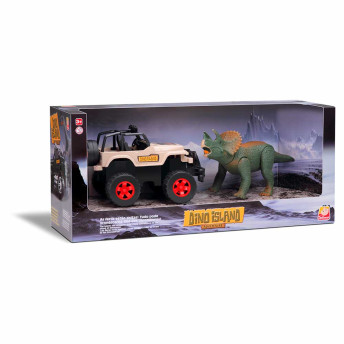 Carrinho e Figura - Dino Island Adventure - Jeep com Triceratops - Silmar
