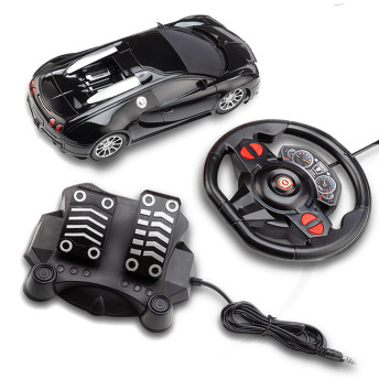 Carro Racing Control Midnight - Volante e Pedal - Preto - Multikids