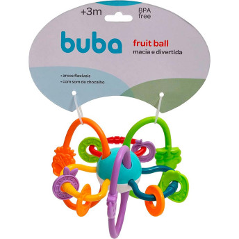 Chocalho e Mordedor para Bebê - 2 em 1 - Fruit Ball - Colorido - Buba