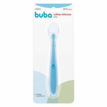 Colher Anatômica em Silicone para Bebê - Azul - Buba