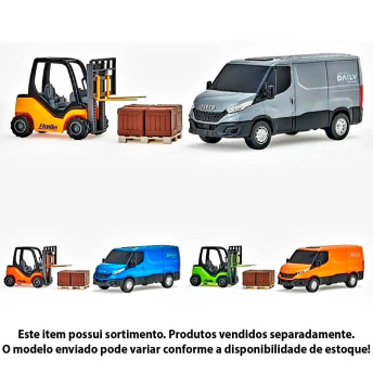 Veículos - Iveco Daily - Furgão e Empilhadeira Agille - Sortido - Usual Brinquedos