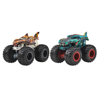 Conjunto de Veículos - Hot Wheels Monster Trucks - Tiger Shark vs Mega Wrex - Mattel