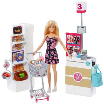 Conjunto e Boneca - Barbie - Supermercado de Luxo - 25 Peças - Mattel