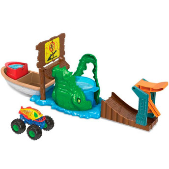 Conjunto e Pista - Hot Wheels Monster Trucks - Ataque do Crocodilo - Mattel