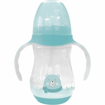 Copo com Bico e Alça Removível para Bebê - 250ml - Ursinho - Azul - Buba