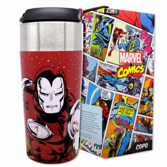 Copo com Tampa - 300ml - Marvel Comics - Homem de Ferro - Zonacriativa