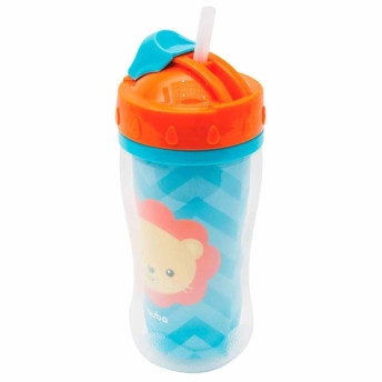 Copo Parede Dupla com Canudo - 320ml - Animal Fun - Leão - Buba