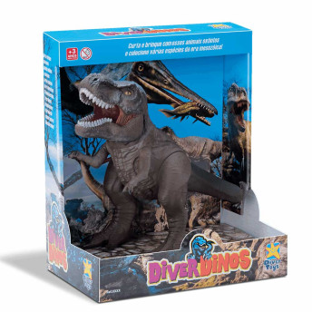 Figura Articulada - 26 cm - Diver Dinos - Dinossauro T-Rex - Divertoys
