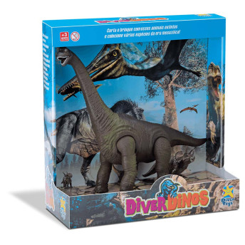 Figura Articulada - 27 cm - Diver Dinos - Dinossauro Braquiossauro - Divertoys