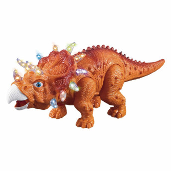 Figura Eletrônica - Dinossauro - Tricerátopo - Laranja - DM Toys