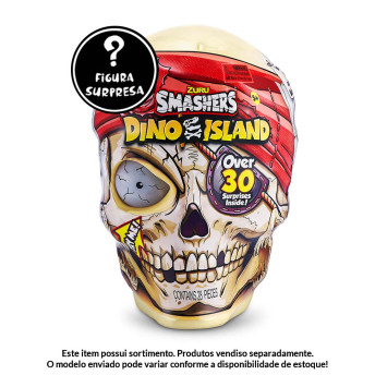Figura Surpresa - Smashers Dino Island - Crânio Gigante - 30 Surpresas - Fun Divirta-se