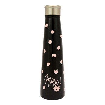 Garrafinha Cantil - 600ml - Miau - Gatinha - Preta - Uatt