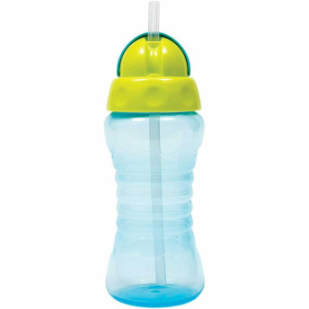 Garrafinha Fresh Infantil com Tampa e Canudo - 300ml - Azul - Buba