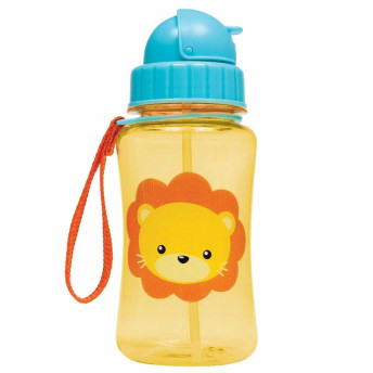 Garrafinha Infantil com Canudo - 400ml - Animal Fun Leão - Buba