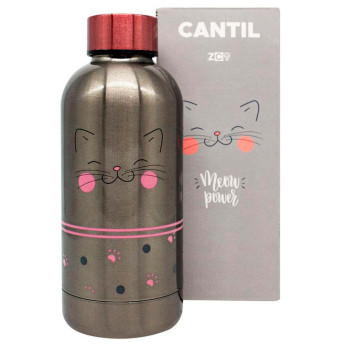 Garrafinha Mini Cantil - 400ml - Gatinho - Meow Power - Zonacriativa