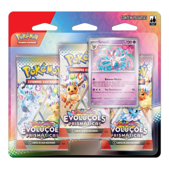Jogo de Cartas - Pokémon Blister Triplo - Evoluções Prismáticas - Sylveon - Copag