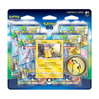 Jogo de Cartas Pokémon - Blister Quadruplo - Pokémon GO - Pikachu - 25 Cartas - Copag