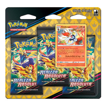 Jogo de Cartas Pokémon - Blister Triplo - Realeza Absoluta - Cinderace - Copag