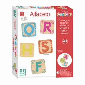 Jogo Educativo - Madeira - Crescer - Alfabeto - 48 Letras - Nig Brinquedos