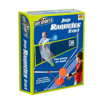 Jogo Infantil - Raquetes 2 em 1 - Tênis e Badminton - DM Toys