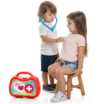 Kit Médico Infantil - Imaginativa Meu Consultório - Maleta Vermelha - TaTeTi