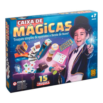 Kit de Mágicas Infantil - Caixa de Mágicas - 15 truques - Grow
