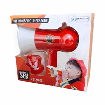 Kit Infantil - Brincando de Ser - Bombeiro - Megafone - Multikids