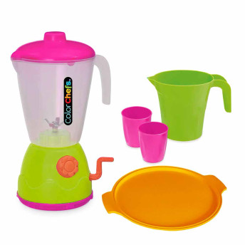 Kit Liquidificador Infantil com Utensílios - Color Chefs - Verde e Rosa - Usual Brinquedos