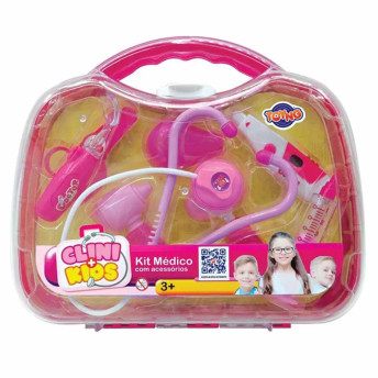 Kit Médico Infantil com Maleta - Clini Kids - 9 peças - Rosa - Toyng