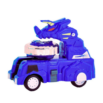 Lançador e Pião de Batalha - Dino Tiger Car - ZipZap - Dinossauro Azul - DM Toys