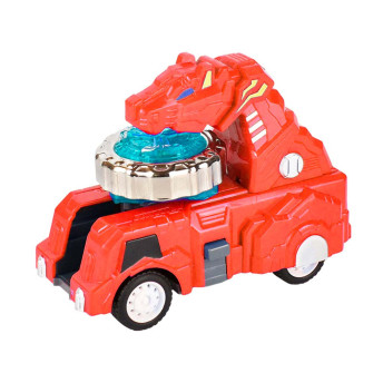 Lançador e Pião de Batalha - Dino Tiger Car - ZipZap - Tigre Vermelho - DM Toys