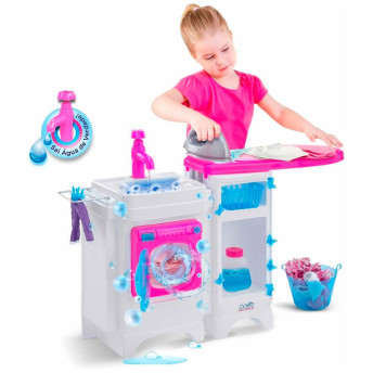 Lavanderia Infantil Completa - Lava e Passa - Sai Água - Magic Toys