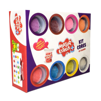 Massinha de Modelar - Massa Estrela - Kit Cores - 8 Potes - Estrela