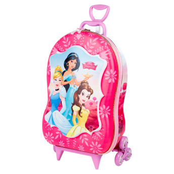 Mochila 3D de Rodinhas Infantil - Disney - Princesas - Maxtoy