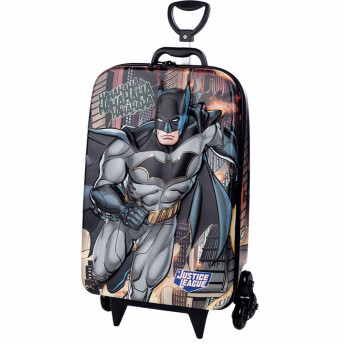 Mochila 3D de Rodinhas Infantil - Liga da Justiça - Batman - Maxtoy