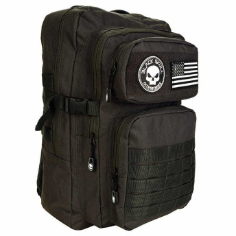 Mochila de Costas Casual - Black Skull - Patches - Preta - Clio Style