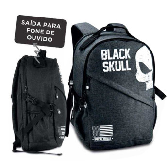 Mochila de Costas Casual - Black Skull - Special Forces - Preta - Clio Style