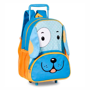 Mochila de Rodinhas Infantil - Clio Pets - Cachorro Azul - Clio Style