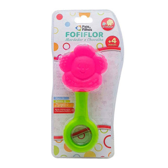 Mordedor e Chocalho de Bebê - Primma - Fofiflor - Rosa - Pais e Filhos