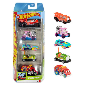 Pacote 5 Carrinhos - Hot Wheels - HW Fun Park 2025 - Mattel