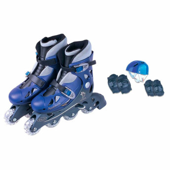 Patins Inline - Kit de Proteção - Ajustável - 30 a 33 - Azul - Fenix